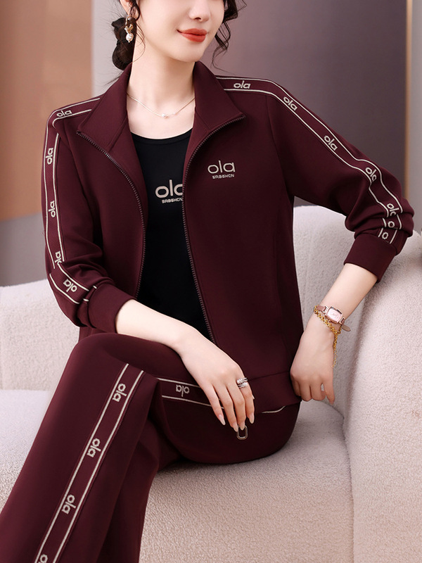 中老年跑步运动套装女2025年春秋洋气大码女休闲衣服妈妈气质外套|undefined
