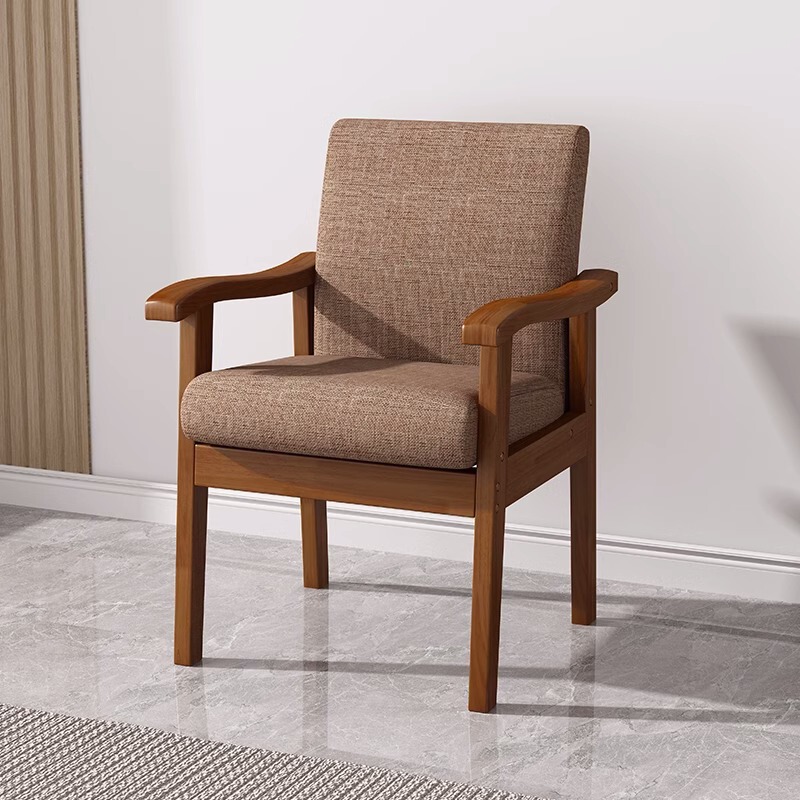 Solid Wood Sofa Chair with Armrests, Computer Chair, Desk Chair, Home Balcony Chair, Mahjong Chair, Fabric Chair for the Elderly Solid Wood Sofa Chair with Armrests, Computer Chair, Desk Chair, Home Balcony Chair, Mahjong Chair, Fabric Chair for the Elderly