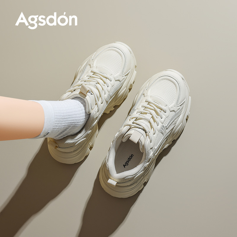 Augu Shi Deng zapatos para mujeres 2025 nuevo otoño con suela gruesa pequeña moda blanca casual zapatos deportivos de moda