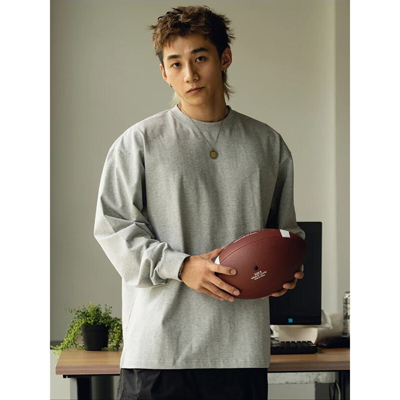 Floral Gray Heavyweight Pure Cotton Sweatshirt Men's Autumn and Winter American Cleanfit Long-Sleeved T-Shirt Round Neck Sports Bottoming Shirt Floral Gray Heavyweight Pure Cotton Sweatshirt Men's Autumn and Winter American Cleanfit Long-Sleeved T-Shirt Round Neck Sports Bottoming Shirt