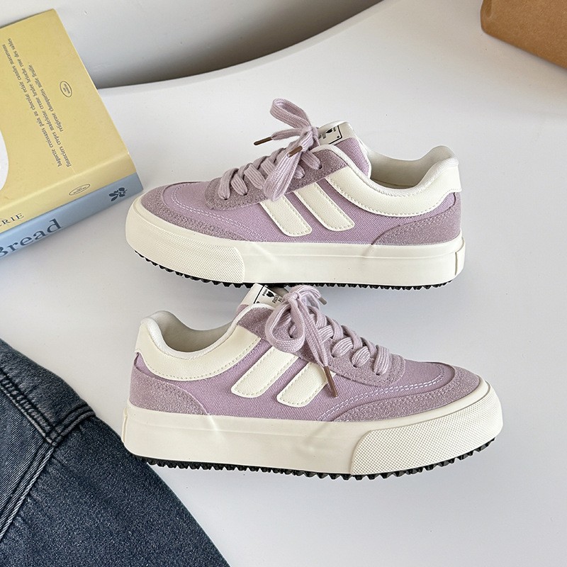 H988 Hong Kong Style Niche Design Chic Sneakers 2025 Spring White Shoes Women's Versatile Casual Canvas Shoes
