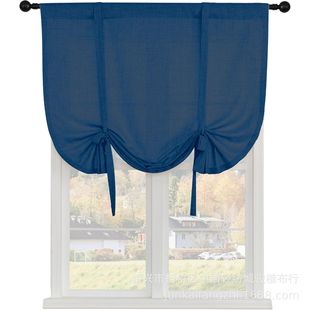 Cross-Border E-Commerce Modern Roman Short Curtain Hemp Window Screen Amazon Aliexpress Best-Selling Product Pure Color Rainbow Hemp Screen