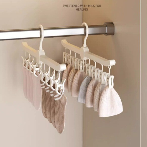 Sock Drying Rack, Baby Clothes Hanger with Multiple Clips, Children's Underwear Hanger, Multi-Clip Hanger for Baby's Home Use