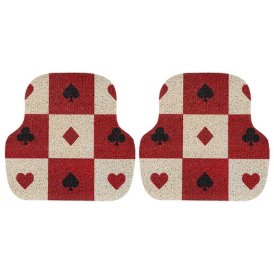 Avtomobil döşəmə paspasları — universal red wire ring carpet mat - playing-card-wire-loop-rear-foot-pad-2-see-description-for-size