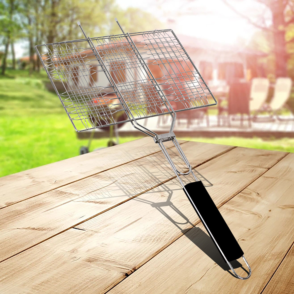 烧烤用具烤鱼夹烤肉网烤菜夹子多用烧烤夹板网不锈钢烤鱼夹子网夹