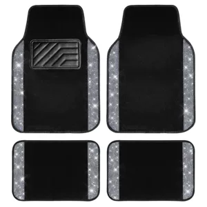 Kristal bəzəkli almaz avtomobil döşəmələri, universal dəbli parlaq PVC 4 hissəli dəst