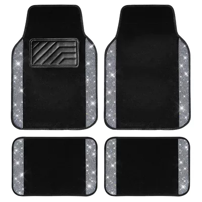 Cross-Border Foreign Trade Crystal-Encrusted Diamond Car Floor Mats, Universal Fashionable Shiny Carpet, Pvc Waterproof and Dirt-Resistant 4-Piece Set