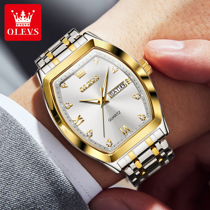Ny hettsäljande klocka OLEVS Olyssey Brand Quartz Watch Dubbelkalender Vinhink Autentisk herrklocka med stor urtavla_voghion.com