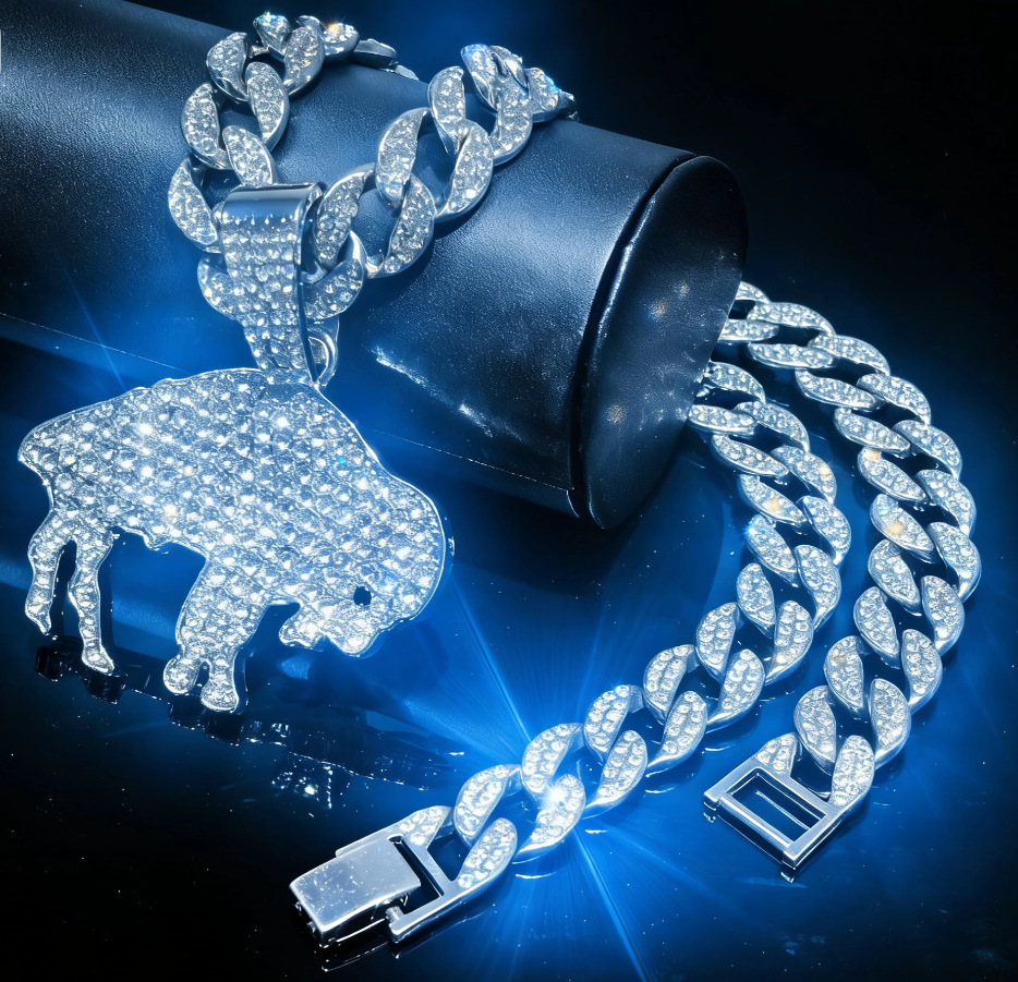 Europa y Estados Unidos Hip Hop fuerza Totem colgante búfalo de diamante cadena cubana rey del desierto explosión de la calle para hombre explosión
