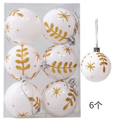 6cm色絵クリスマスボール飾り道具手描きクリスマスボールプラスチックメッキボールクリスマスツリー飾り卸売り|undefined