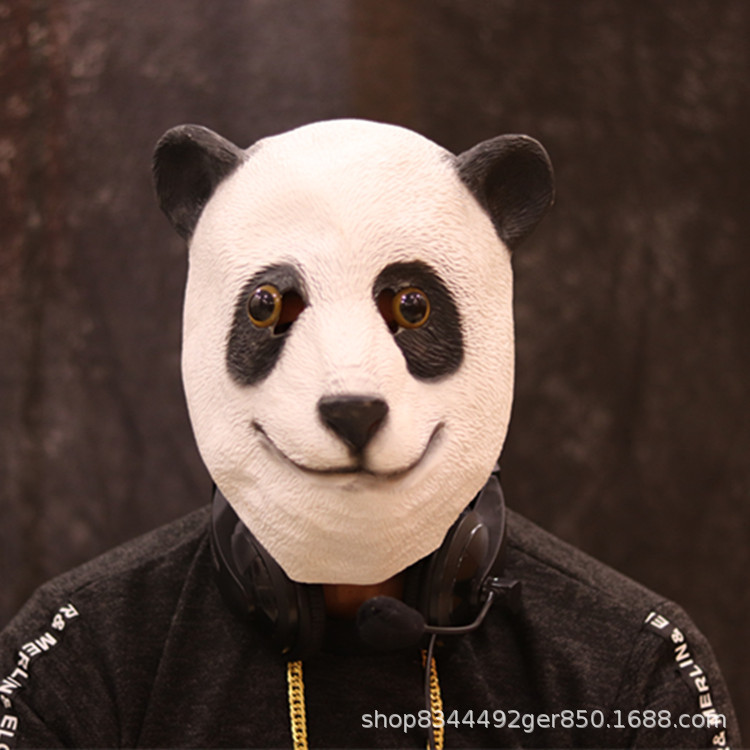 Panda máscara nuevo cuerno verde hehe cabeza cubierta de Halloween lindo animal accesorios del funcionamiento