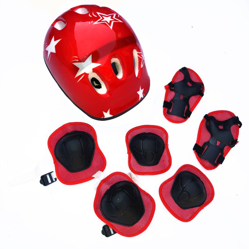 Children's Helmet Protective Gear 7-Piece Set for Roller Skating, Ice Skating, Roller Skates, Skateboards, Balance Bikes, Knee Pads, and Wrist Guards