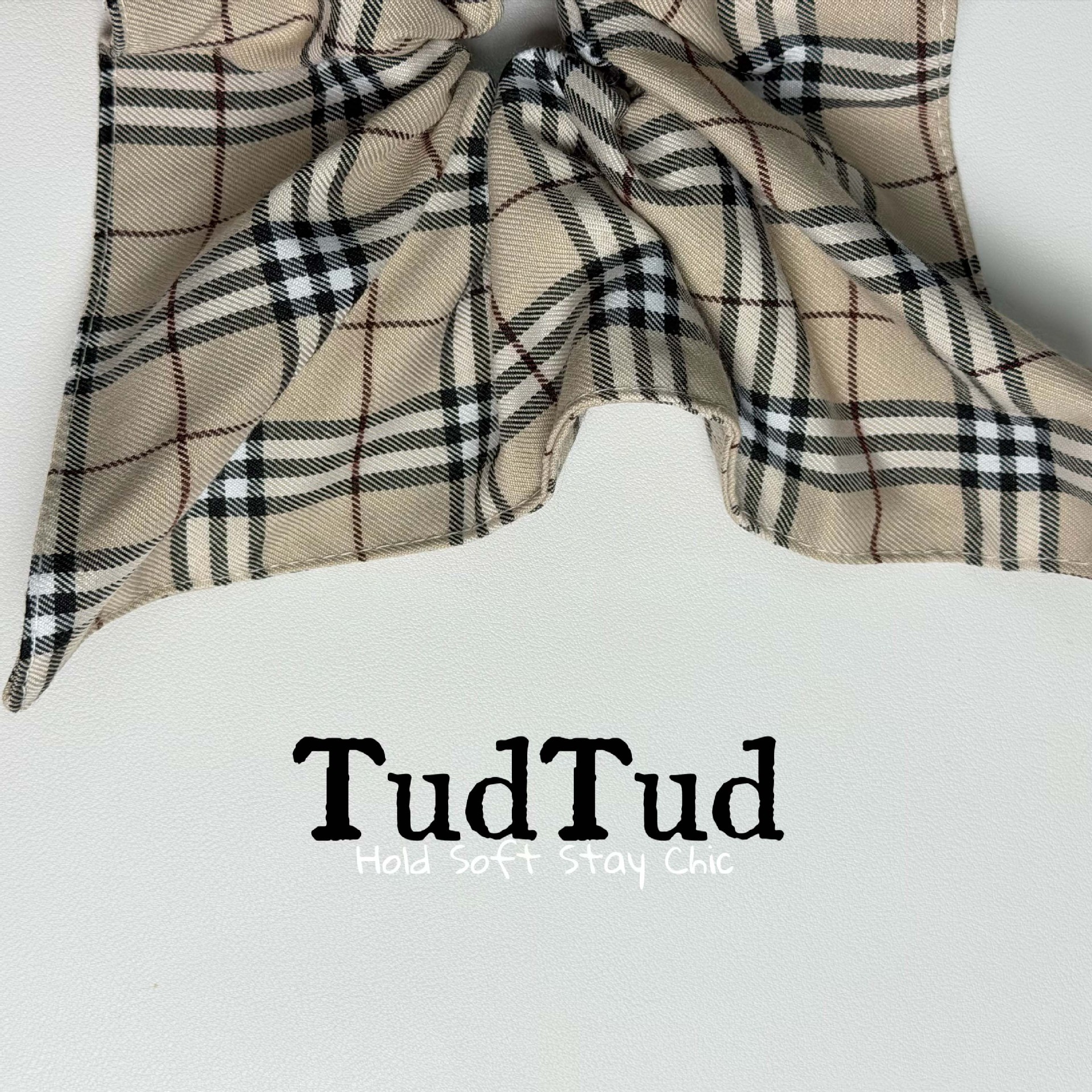 Tudtud Brown Plaid Scarf Hair Tie! Low-Saturation, High-End Hair Accessories for Everyday Hairstyles