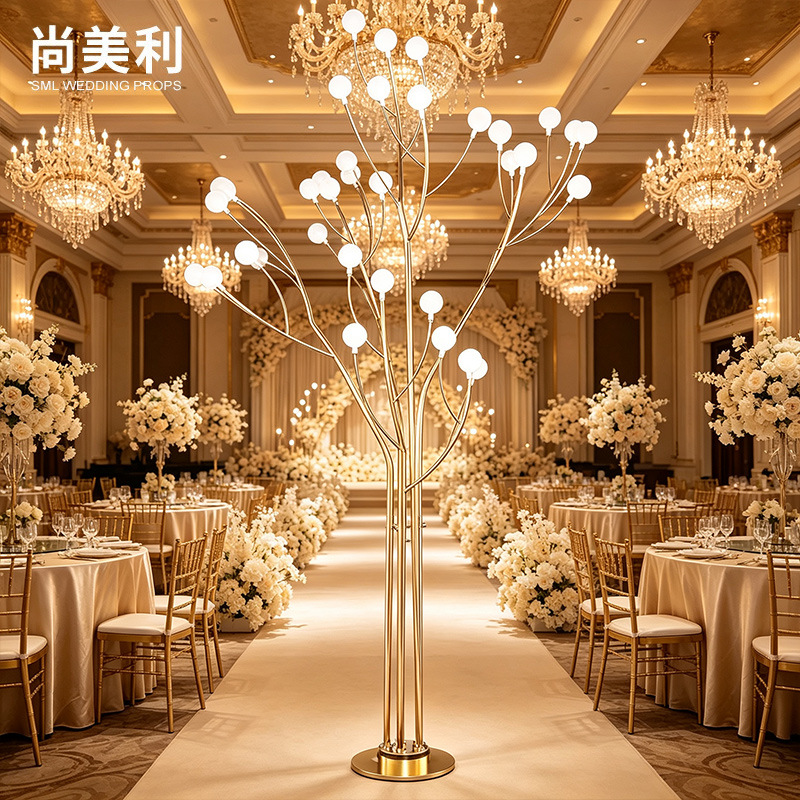 Sala de bodas, accesorios para el escenario del hotel, luces de guía de carretera, adornos de árboles suculentos, accesorios para el diseño del lugar, luces