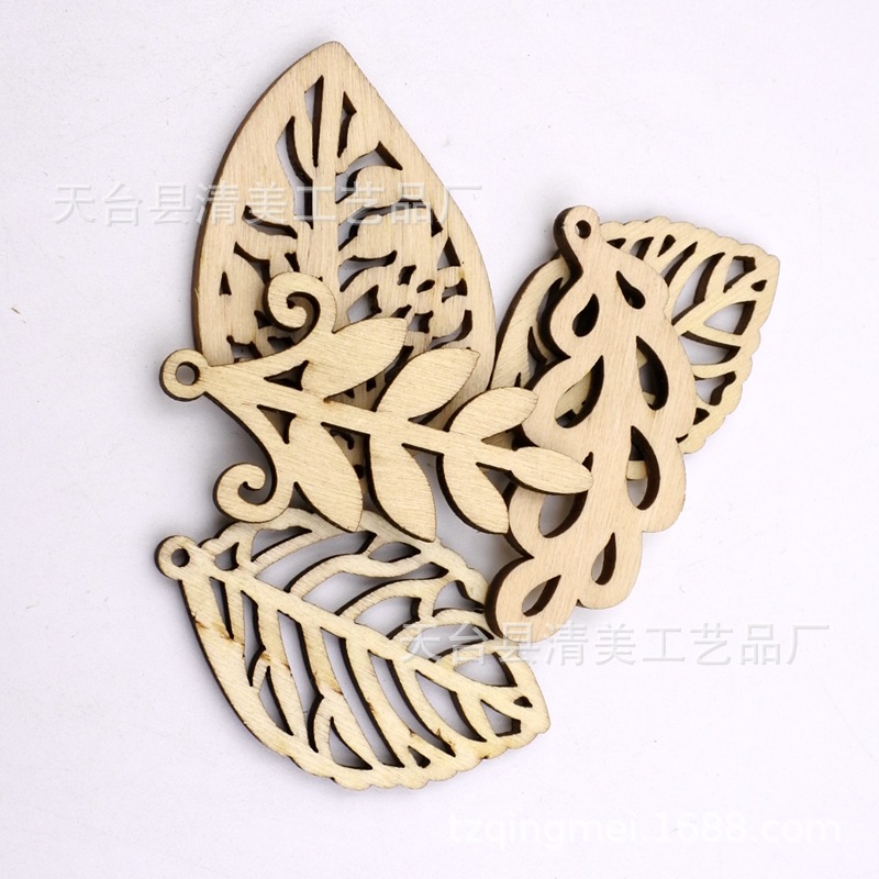 5cm de alto variedad de botones de madera en forma de hoja decoraciones mixtas de madera en forma de hoja 10 piezas un paquete