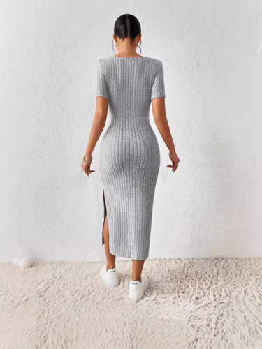 New summer cross-border women's fashion: chic square-neck, sexy, figure-flattering A-line dress with a subtle sheen—perfect for European and American export markets.