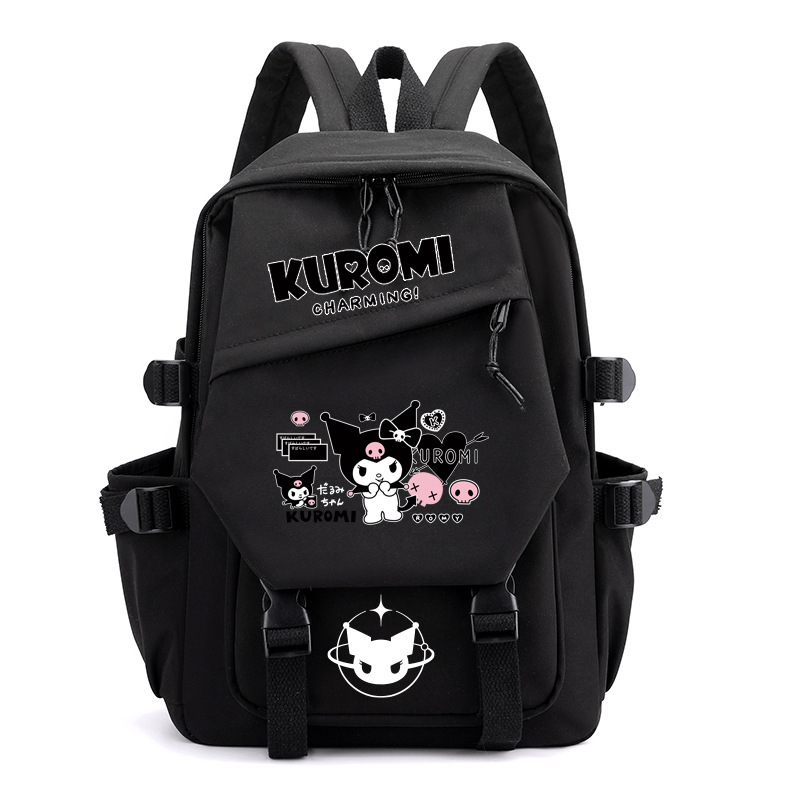 るみ kuromi black shoulder bag backpack zip kids travel shoulder bag