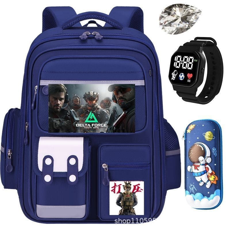 New Delta School Bag for Primary School Students, Large Capacity, Lightweight, Water-Repellent Backpack for Boys in Grades 1-3-6