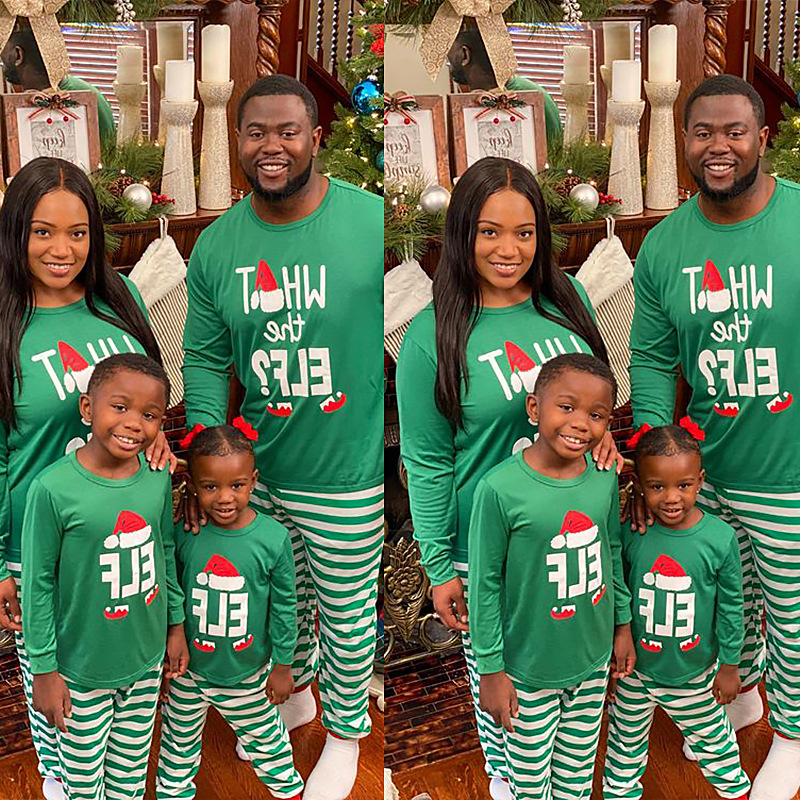 New Christmas Print Round Neck Long Sleeve Fashion Casual Parent child Set Pajamas Women_voghion.com