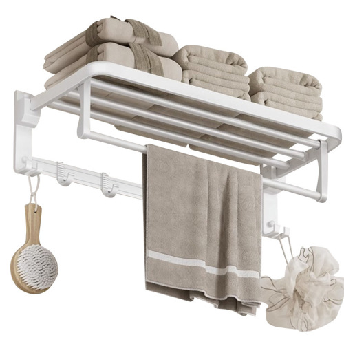 White bathroom towel rack without punching toilet towel rack wall-mounted bathroom shelf storage rack toilet rack