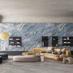 J8 Luxury Stone Imitation Rock Slab Large Board Tv Background Wall Tile Marble Blue Entrance Store Lobby Blue Sea Floor Tile G3