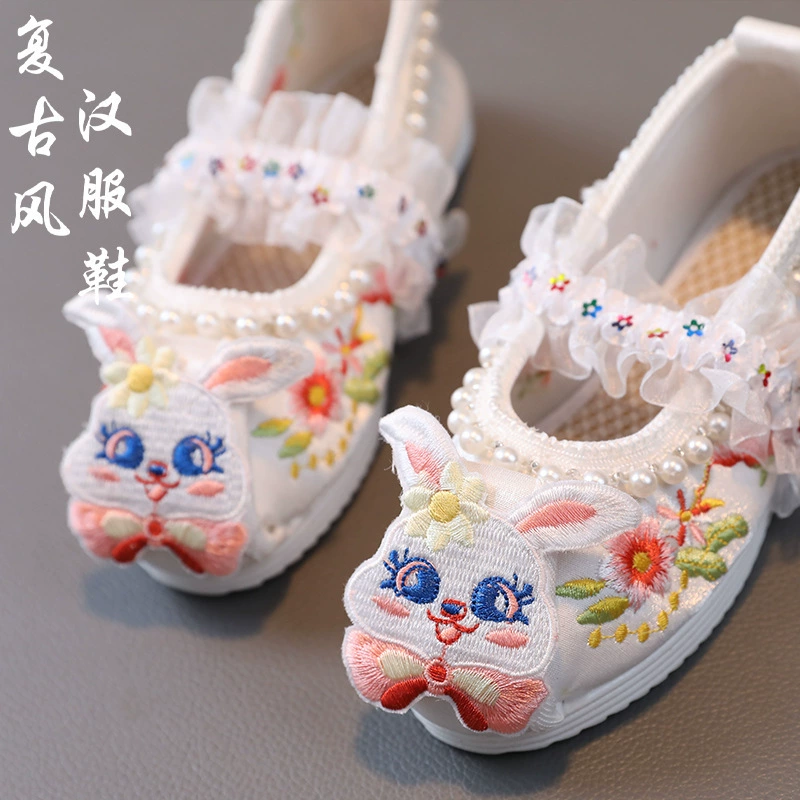 [Цветочный воздушный змей] Ткань обувь Детская вышитая обувь Древний стиль обувь Старая Пекинская традиционная детская обувь Принцесса Baby Hanfu обувь национальный стиль