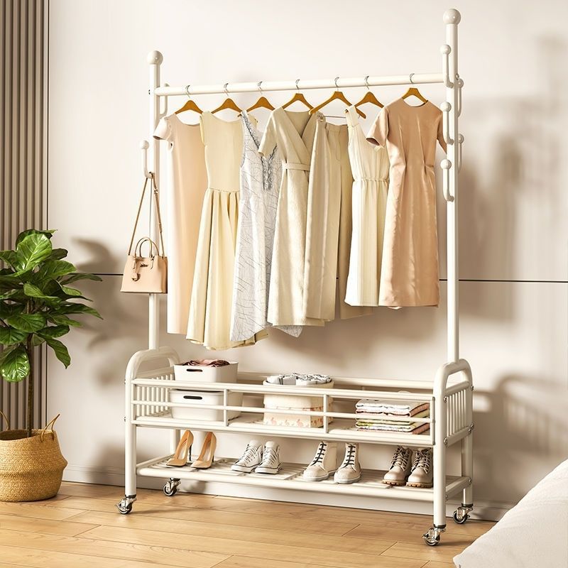 Floor-Standing Clothes Rack, Thickened Coat Rack, Indoor Thickened Removable Clothes Drying Rack with Wheels, Balcony Clothes Drying Rack