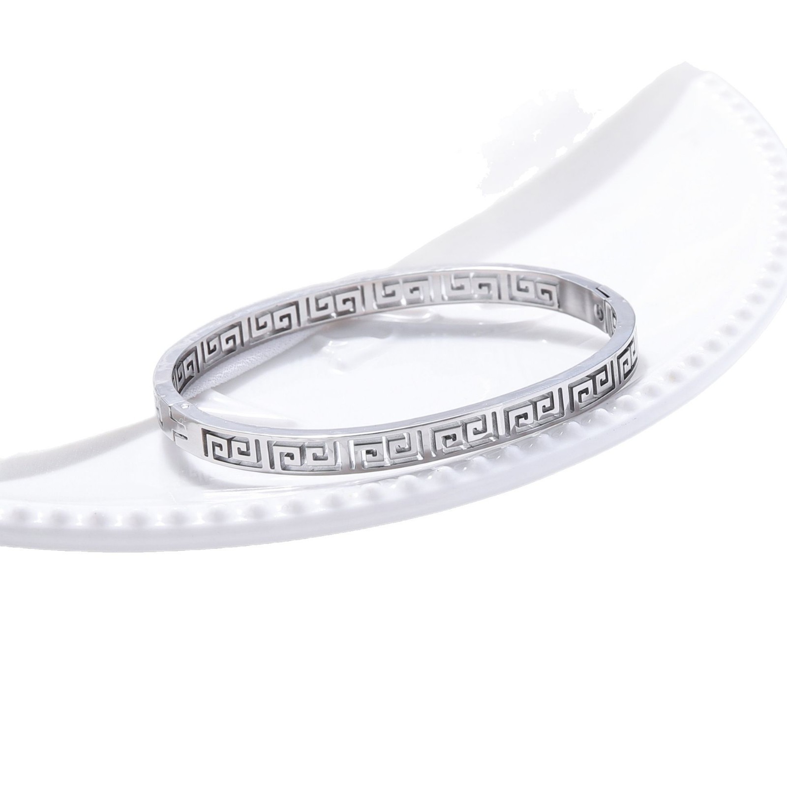 Brazalete de acero de titanio de la Gran Muralla de la Mujer Retro corte vientos de nicho diseño ligero de lujo de diseño de alto nivel sensación de joyería de nuevo estilo