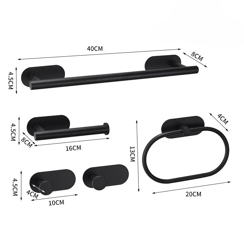 Transfronterizo 5 piezas traje de baño libre de ponche de baño toalla rack de pared colgante 304 acero inoxidable estante de la toalla anillo colgante