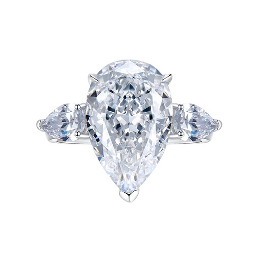 Mujing Jewelry European and American fashion luxury Internet celebrity same style S925 silver inlaid with high carbon diamond water drop 11*17 ring 5 carats