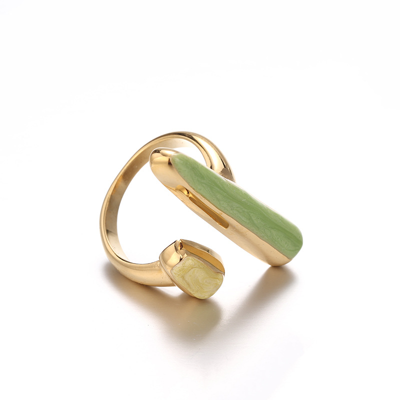 Lujo ligero francés estilo de moda 18k oro acero inoxidable geometría simple anillo abierto brillante no decoloración joyas al por mayor
