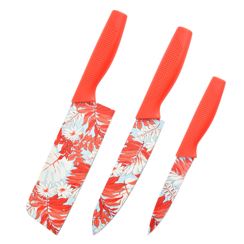 Frutas de acero inoxidable de venta directa transfronteriza de tres piezas para bebés, cocina doméstica, corte de verduras, corte de grosor, conjunto de cuchillos