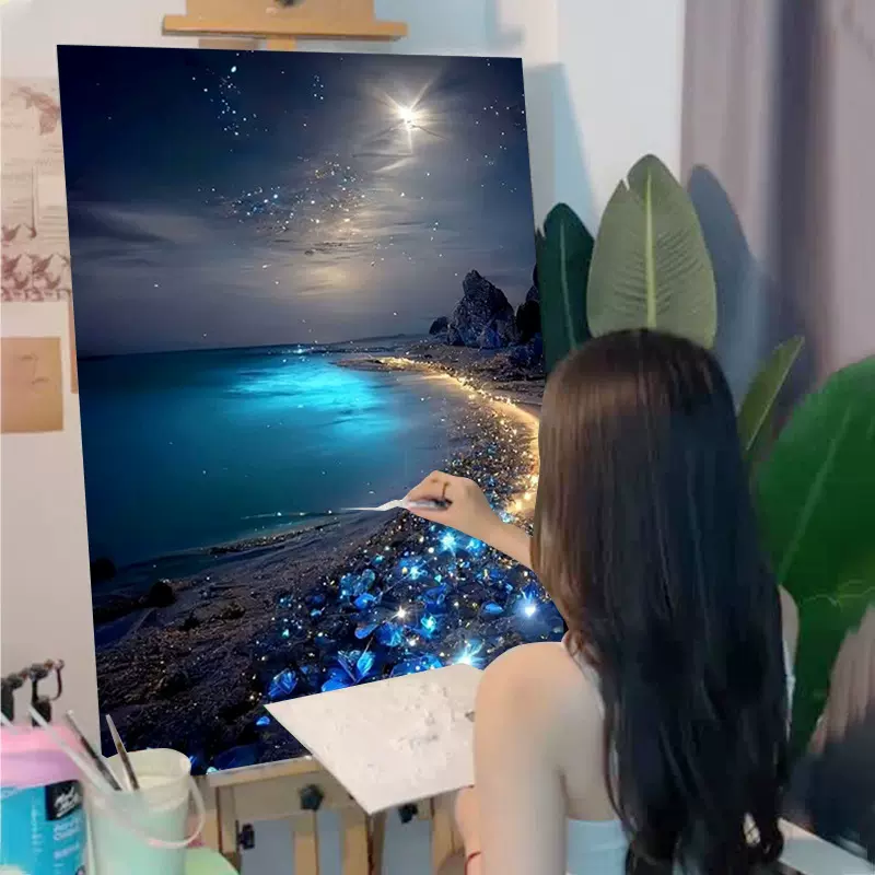 高级感diy数字油画2025新款填色手工手绘丙烯油彩画填充装饰画