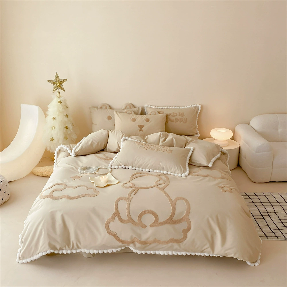 Cotton sheet, cute set, patch, duvet cover, 4 piece set, bedding