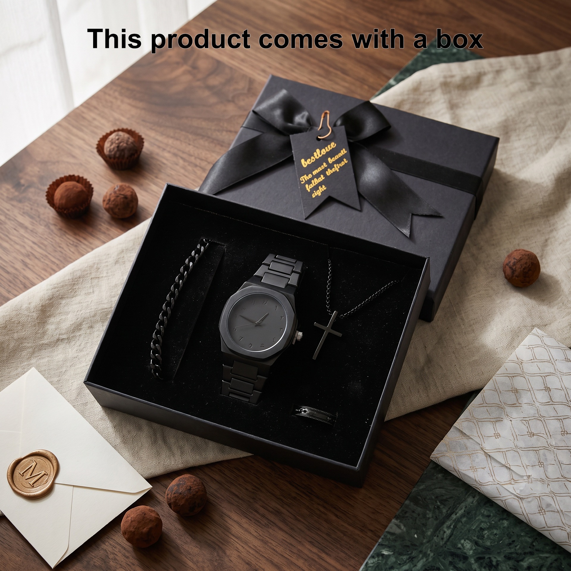 Set de Regalo de Reloj y Joyería para Hombre de Papel para Regalos de Negocios y Festividades