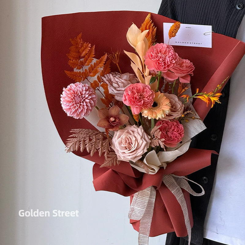 Nueva serie de papel colorido de alto nivel, embalaje de flores, materiales de papel de flor, materiales de papel de arte impermeable, flores