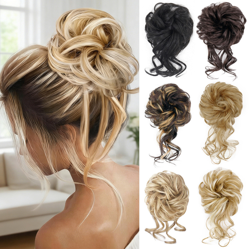 Cross-Border Popular Hair Ties, Messy Hair Buns, Curly Hair Balls, Long Hair Ties, Fake Hair Wholesale