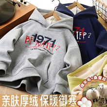 2025冬季新款儿童加绒连帽卫衣休闲长袖帽衫中大童童装套头上衣