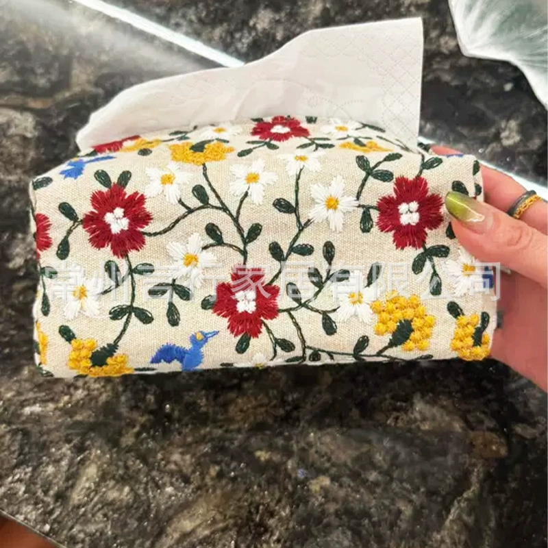 Хлопковые салфетки для автомобиля, с вышивкой, цветочные