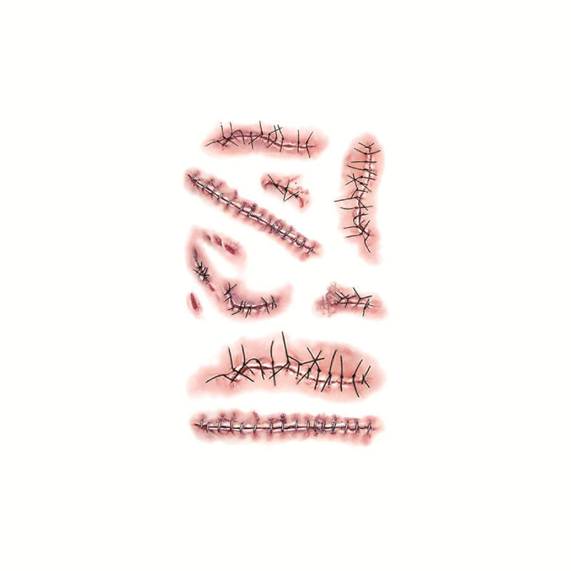 Halloween Tattoo Sticker Simulation Horror Bleeding Fake Wound Stitch Scar Paper Party Bar Makeup Face Sticker