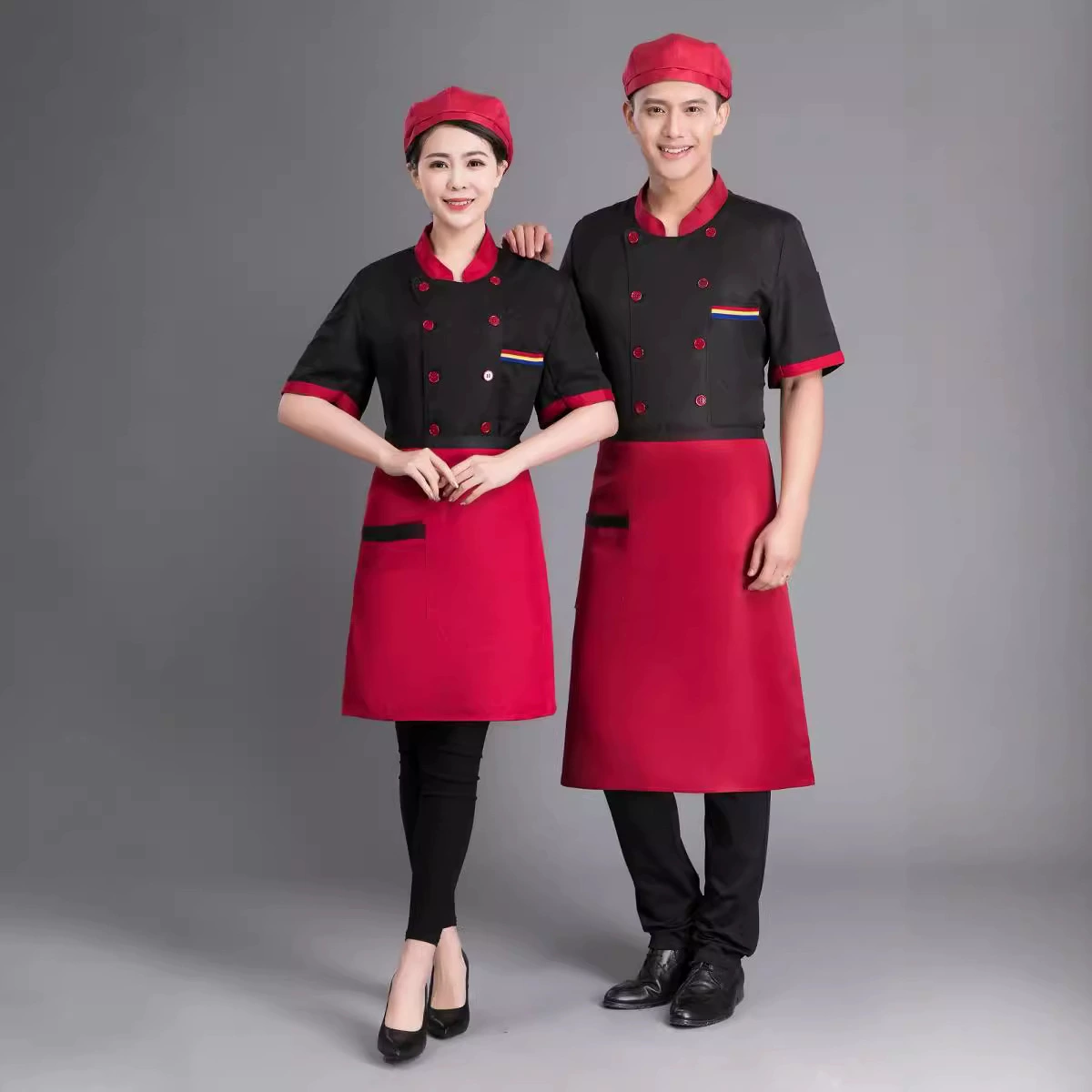 Шеф-повар комбинезоны с короткими рукавами черный ресторан отель Спецодежда может быть напечатан логотип