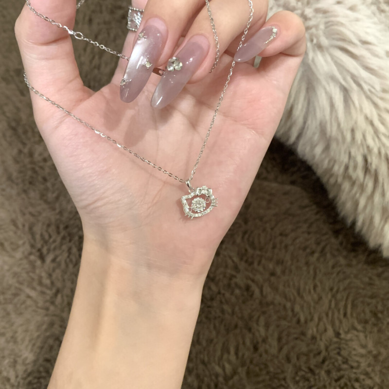 小红书爆款Kitty猫项链女甜美可爱锁骨链送闺蜜女友时尚气质吊坠|undefined