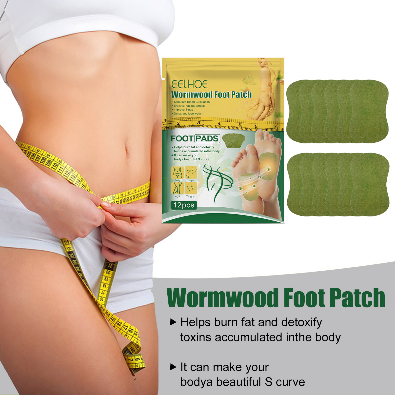 EELHOE mugwort patch care relieves body pressure helps sleep slimming and shaping foot patches_voghion.com