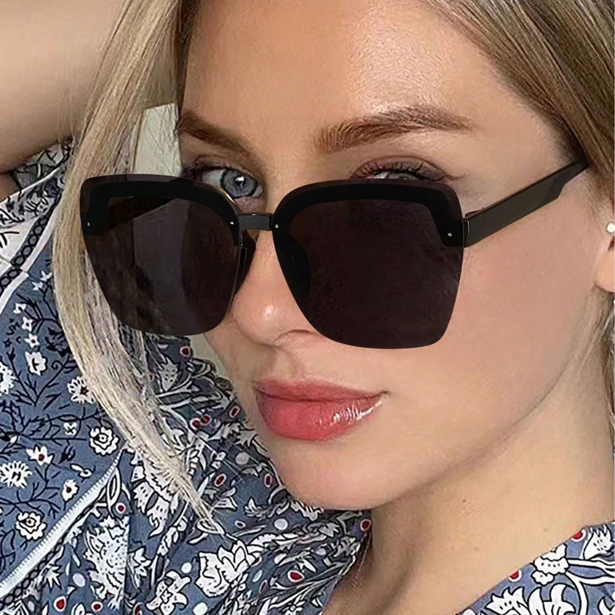 Nuevo estilo gafas de sol 2022 elegante gafas de sol de mujer cara grande adelgazamiento sin marco moda de verano gafas de alto sentido protección UV