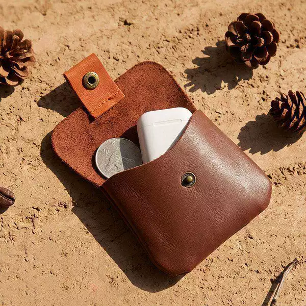 Multi-color new vintage simple handmade top-grain cowhide leather personalized coin purse card holder mini storage bag