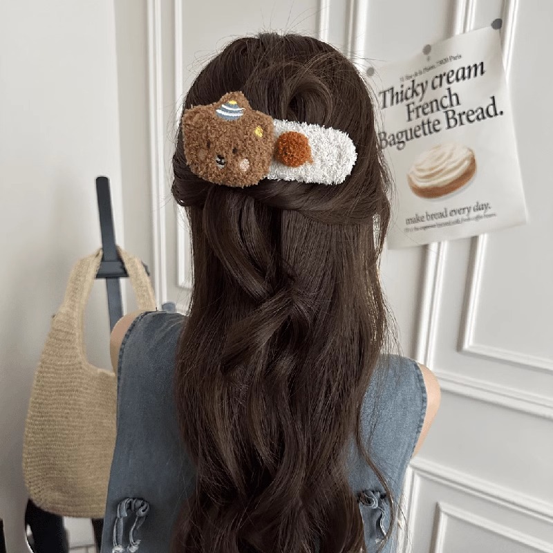 Oso de pudín, oso de peluche, clip de pico de pato grande, mujer 2025, nuevo otoño e invierno, lindo, clip de horquilla, tocado