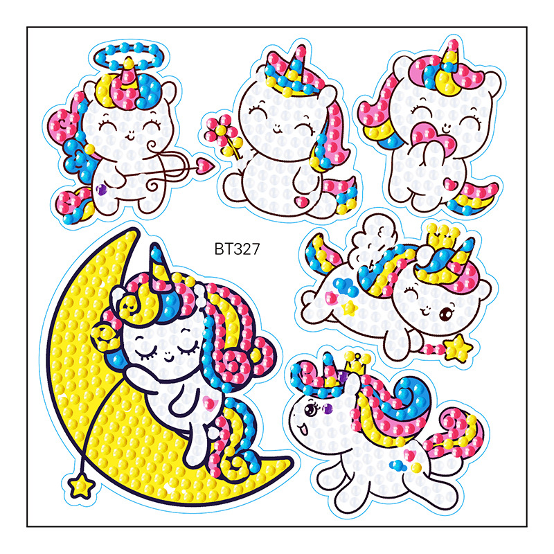 Nuevos pegatinas de taza de agua transfronterizas para niños dibujos de diamantes aleatorios pegatinas hechas a mano diy pegatinas de diamantes unicornios de dibujos animados mayorista