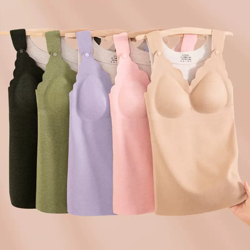 秋冬德绒孕妇吊带波浪款哺乳保暖背心喂奶上衣舒适大弹力孕妈睡衣