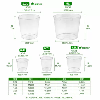 Birdəfəlik şəffaf plastik boya qarışdırma qabı, qalınlaşdırılmış şəffaf vedrə, böyük tutumlu