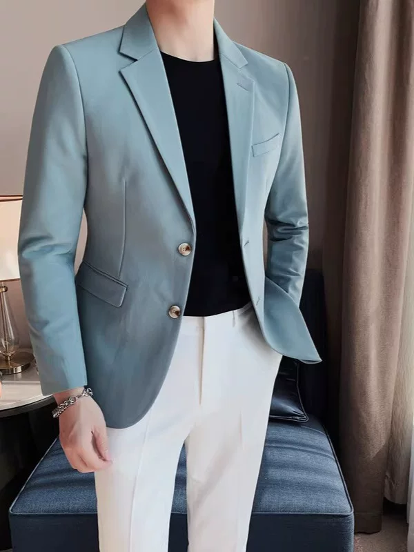 Мужской весенний костюм slim‑fit: пиджак и брюки, легкий, размеры M–4XL